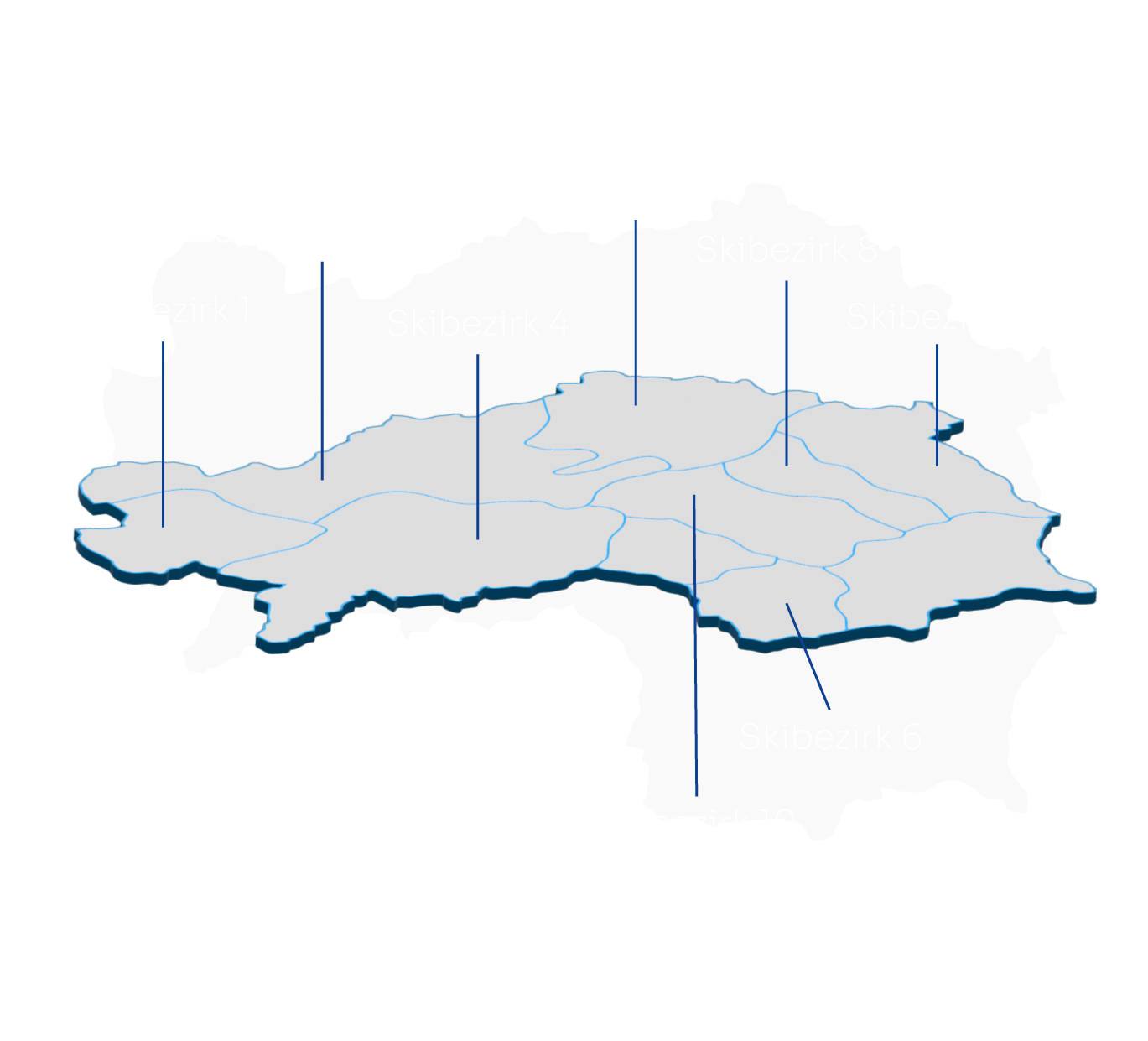 Steiermark Karte mit Skibezirken und Regionen